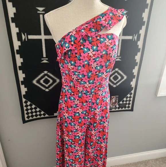 💐NWT Molly Bracken Brand Floral Print One Shoulder Jumpsuit, Small - Picture 3 of 13